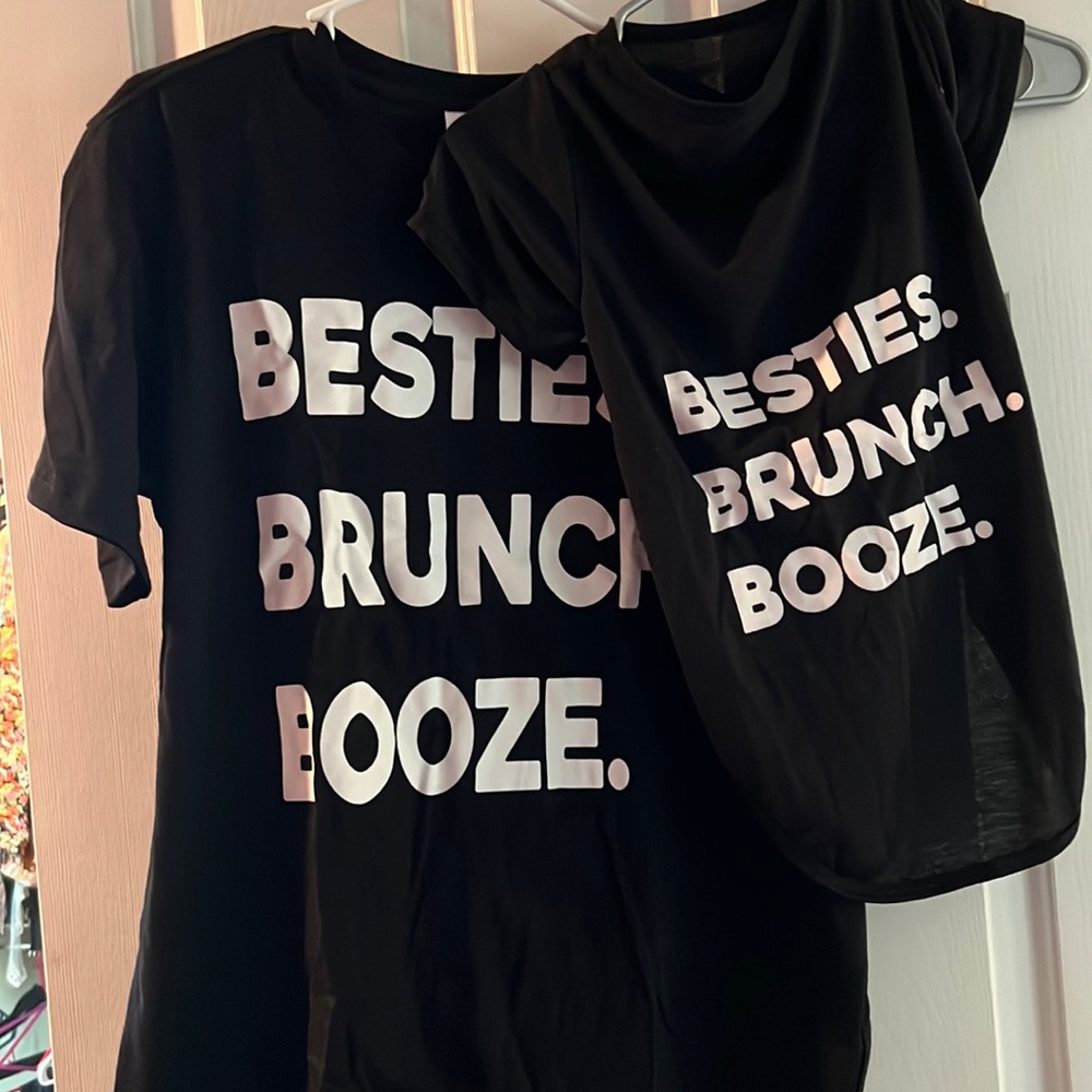 Cute pup and person matching t shirts